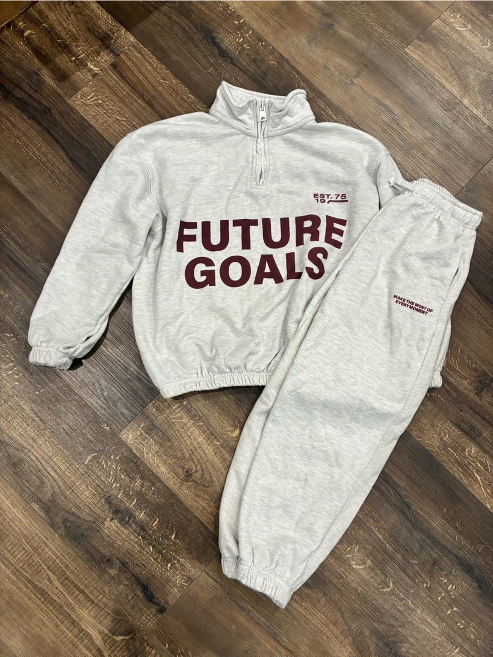 Zara Light Gray Half-Zip Sweatshirt and Jogger set